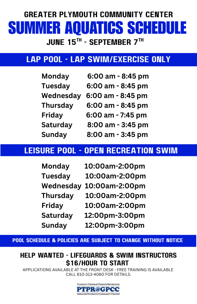 Pool Opening Time Pool Hours - Plymouth TownshipPlymouth Township