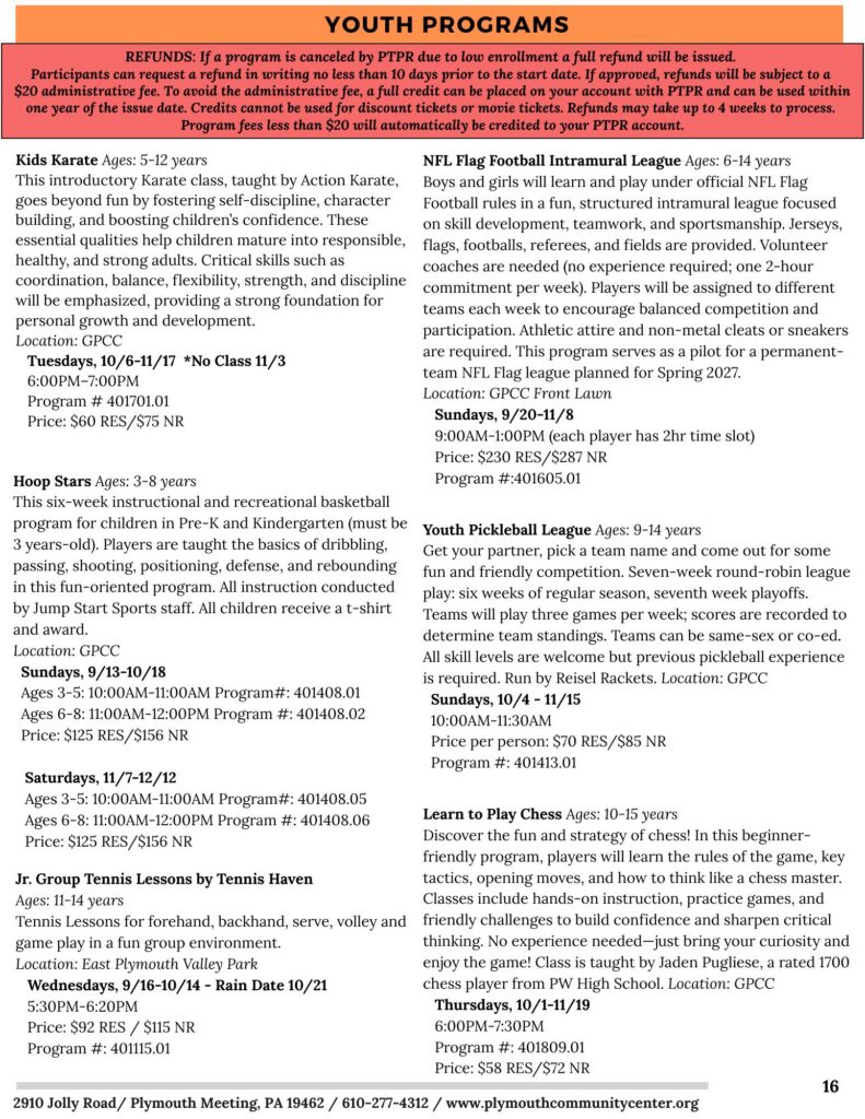 Youth Programs - Plymouth TownshipPlymouth Township